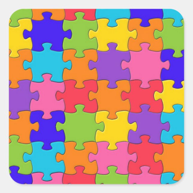 Sticker Carré Motif de puzzle coloré (Devant)