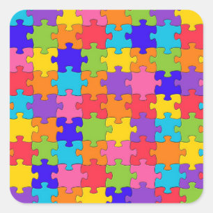 Sticker Carré Motif de puzzle coloré