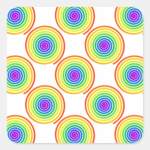 Sticker Carré Motif de spirale arc-en-ciel