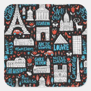 Sticker Carré Motif de symboles de la France  