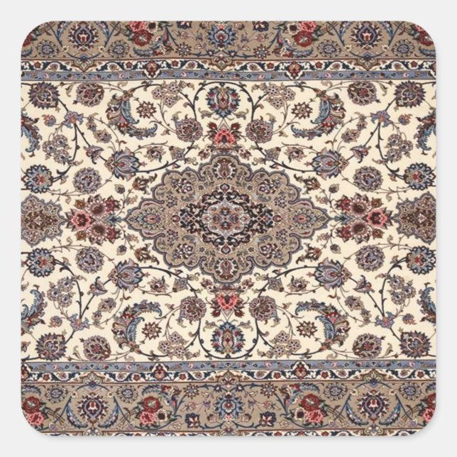Sticker Carré Motif de Tapis Persan Fleur Oriental (Devant)
