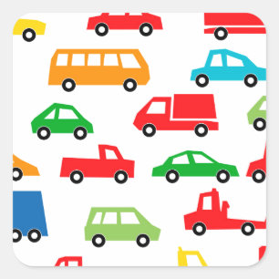 Sticker Carré motif de voiture jouets - illustration automobile
