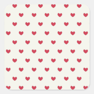Sticker Carré Motif des Coeurs rouges mignons