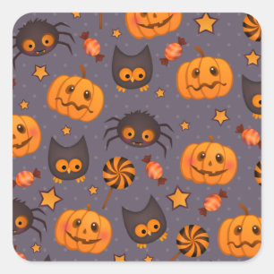 Sticker Carré Motif d'Halloween mignon Arrière - plan pourpre