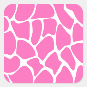Sticker Carré Motif d'impression Giraffe en rose vif.