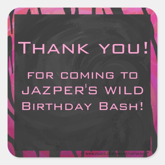 Sticker Carré Motif d'impression monogramme rose et noir (Devant)