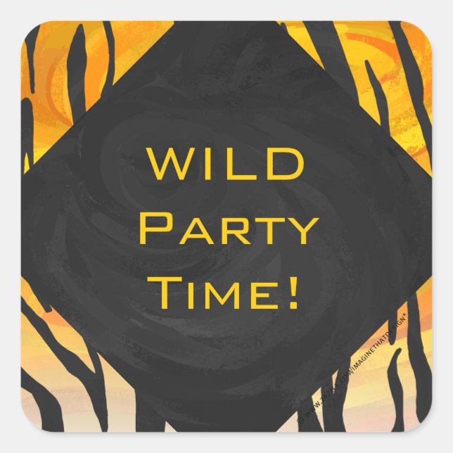 Sticker Carré Motif d'impression noir et orange (Devant)