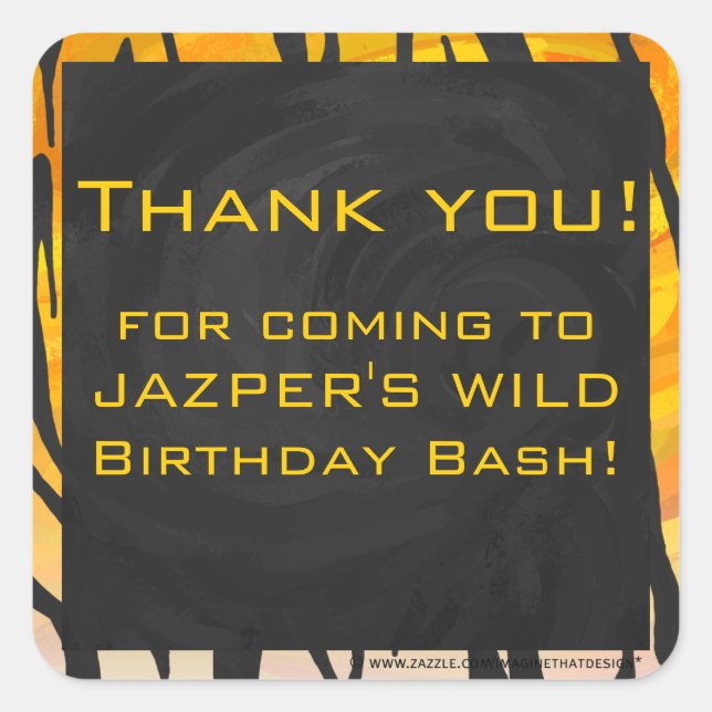 Sticker Carré Motif d'impression noir et orange (Devant)