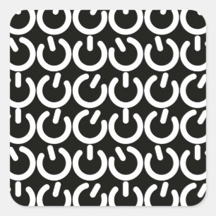 Sticker Carré Motif du symbole de puissance noir et blanc