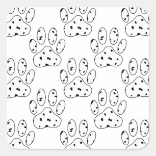 Sticker Carré Motif Empreinte de patte dalmate