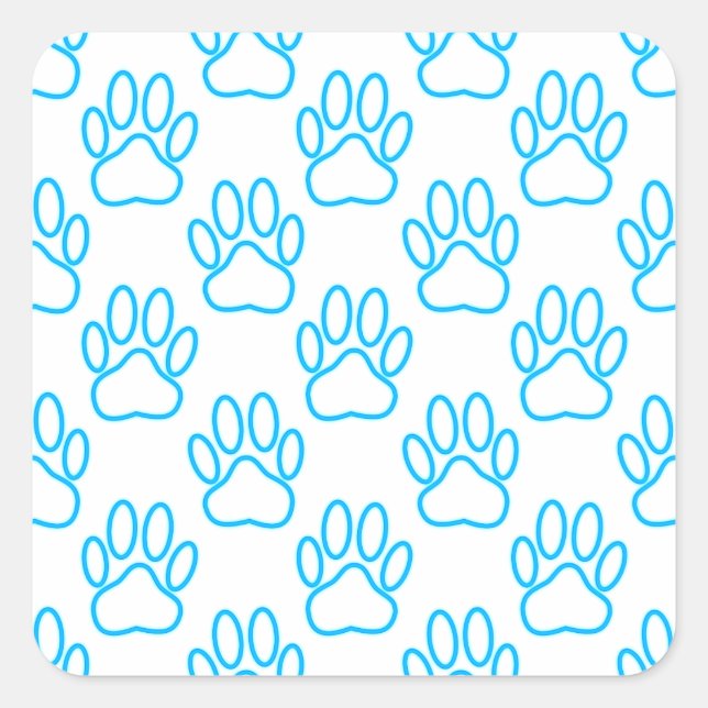 Sticker Carré Motif Empreinte de patte de Blue Neon Dog (Devant)