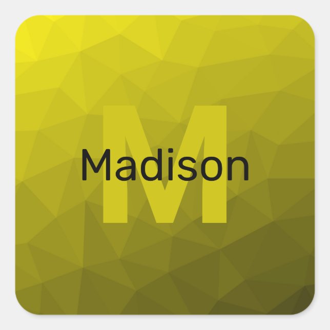 Sticker Carré Motif en maille géométrique gris foncé jaune (Devant)