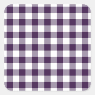 Sticker Carré Motif En vichy violet et blanc