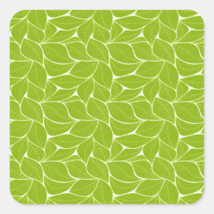 Sticker Carré Motif feuille vert