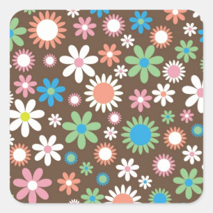 Sticker Carré Motif Floral Cute Daisy