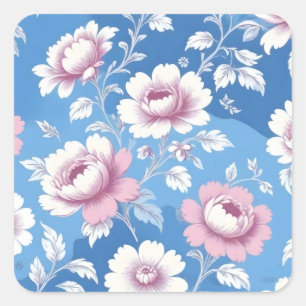 Sticker Carré Motif floral de pivoine rose