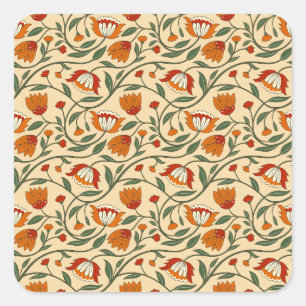 Sticker Carré Motif floral sans couture sur fond beige