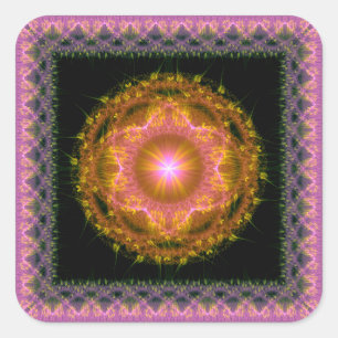 Sticker Carré Motif fractal brillant multicolore