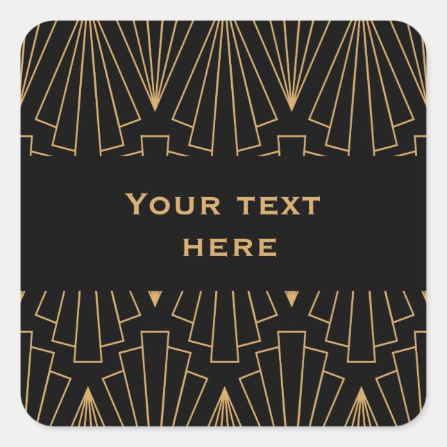 Sticker Carré Motif Gold et Black Art Déco personnalisé (Devant)