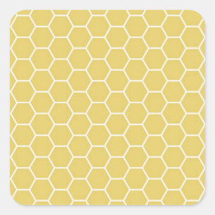 Sticker Carré Motif Hexagon de peigne géométrique jaune moutard