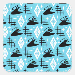 Sticker Carré Motif moderne Boomerang du milieu du siècle