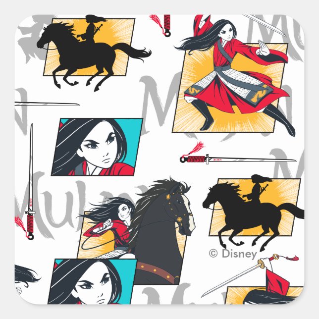 Sticker Carré Motif Mulan Illustrated Panels (Devant)