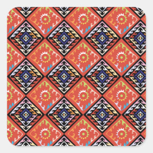 Sticker Carré Motif multi africain d'armure de panier