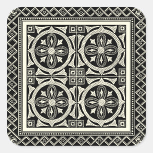 Sticker Carré Motif noir et blanc de mandala par le studio de