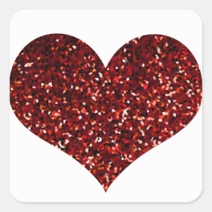 Sticker Carré Motif Parties scintillant rouge étincelante Mariag