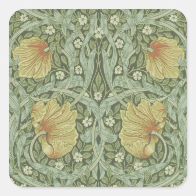 Sticker Carré Motif Pimpernel (par William Morris) (Devant)