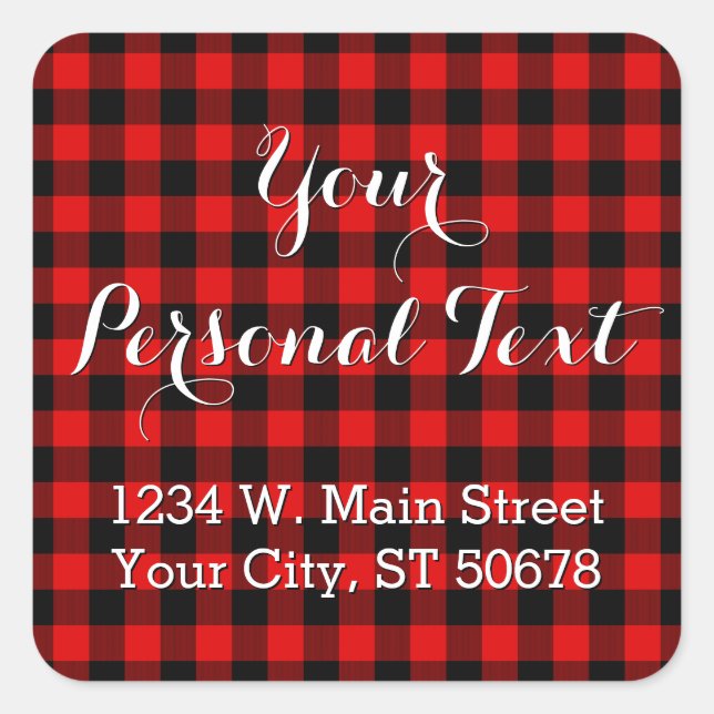 Sticker Carré Motif Plaid personnalisé rouge noir pays (Devant)