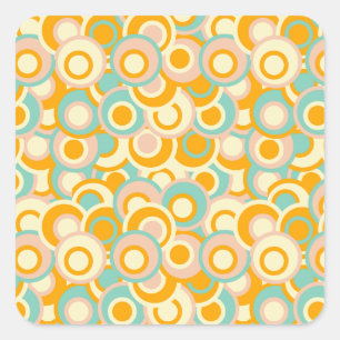 Sticker Carré Motif rétro coloré dans des tons pastel orange