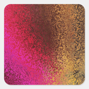Sticker Carré Motif rouge-rose et d'or