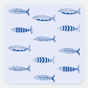 Sticker Carré Motif Sardines