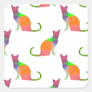 Sticker Carré Motif Silhouette de chat à basse densité