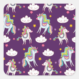 Sticker Carré Motif Unicorn Funny Magic Horse