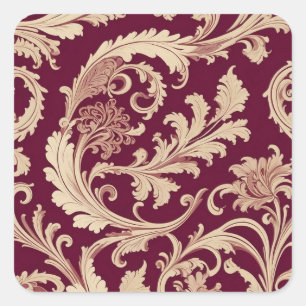 Sticker Carré Motif Vintage marron et beige