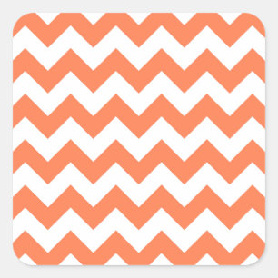 Sticker Carré Motif Zigzag blanc et corail