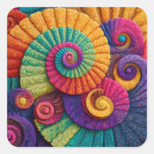 Sticker Carré Motifs Abstraits de Spirale Vibrants
