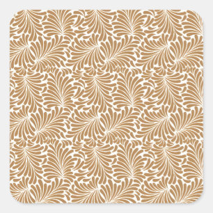 Sticker Carré Motifs de feuilles tourbillonnantes vintage sur fo