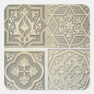 Sticker Carré Motifs en mosaïque arabe (litho couleur)