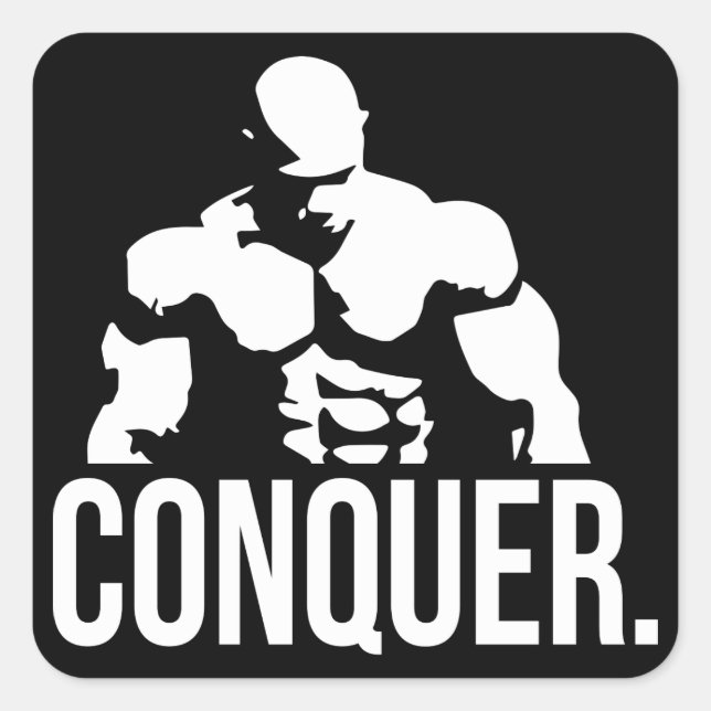 Sticker Carré Motivation "Body building" - Conquérir (Devant)