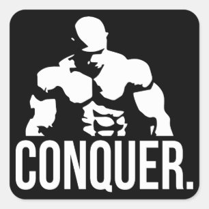 Sticker Carré Motivation de "musculation" - conquérez