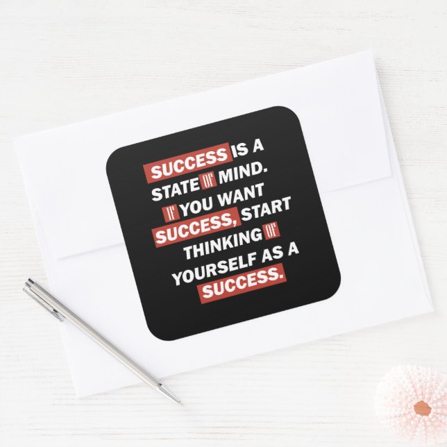 Sticker Carré Motivational cite le succès dans la vie (Enveloppe)