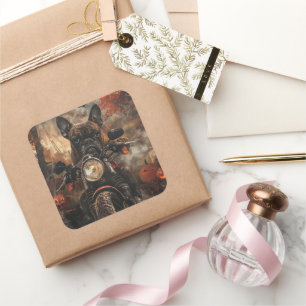 Sticker Carré Moto à cheval Boxer Halloween effrayant