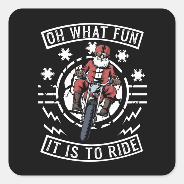 Sticker Carré Moto de Noël Santa Claus Biker Papa Bike (Devant)