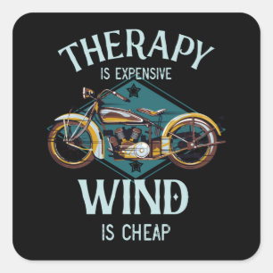 Sticker Carré Moto Thérapie Vent Vélo Vintage Cadeau