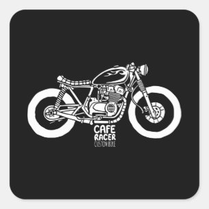 Sticker Carré Moto vintage Cafe racer