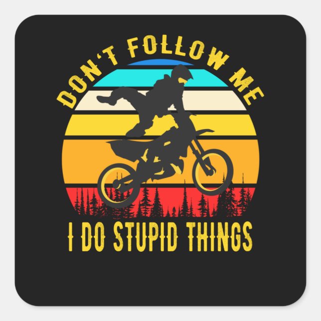 Sticker Carré Motocross drôle Motorcycle Dirt Bike (Devant)