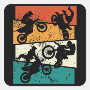 Sticker Carré motocyclette vintage tout-terrain enduro motocross